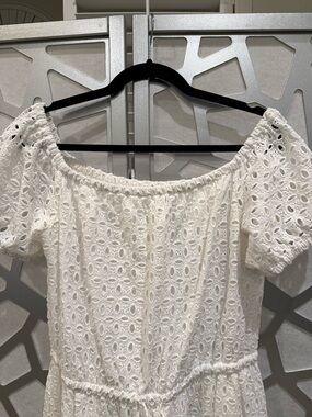 White Eyelet Off-Shoulder Dress laced INC large
